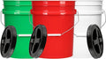 House Naturals 5 Gallon Food Grade BPA Free, Made in USA Plastic Bucket (3 Colors) with Air Tight Screw On lid, (Pack of 3)