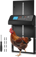 VEVOR Automatic Chicken Coop Door, Battery Powered Chicken Coop Door with Timer & Manual Setting, Anti-Pinch Security, Durable Aluminum Alloy, Auto Chick Run Gate Opener with Waterproof Sealing, Black