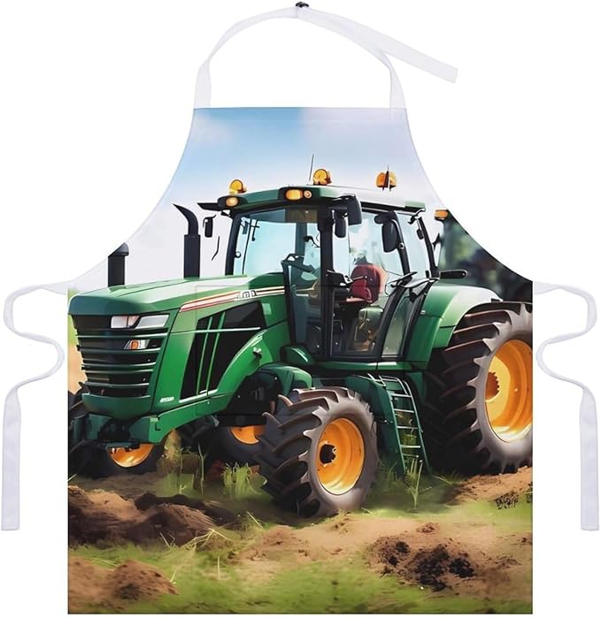 Company Farm Tractor Apron with Large Pockets, Waterproof & Stain Resistant Bib Apron for Cooking, Grilling & Baking, Adult Kitchen Apron for Women Men