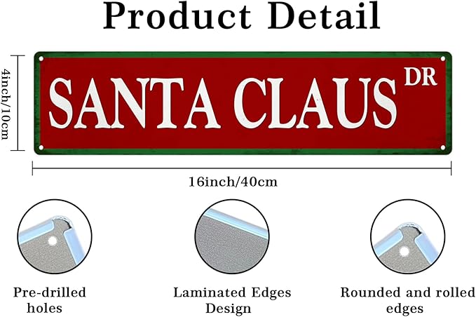 Santa Claus Metal Tin Sign Vintage Funny Christmas Sign for Cafe Home Bar Farmhouse Christmas Art Wall Decoration Retro Poster 4x16 Inch