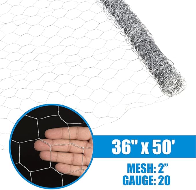 Fencer Wire 20 Gauge Galvanized Poultry Hex Netting with 2 inch Mesh