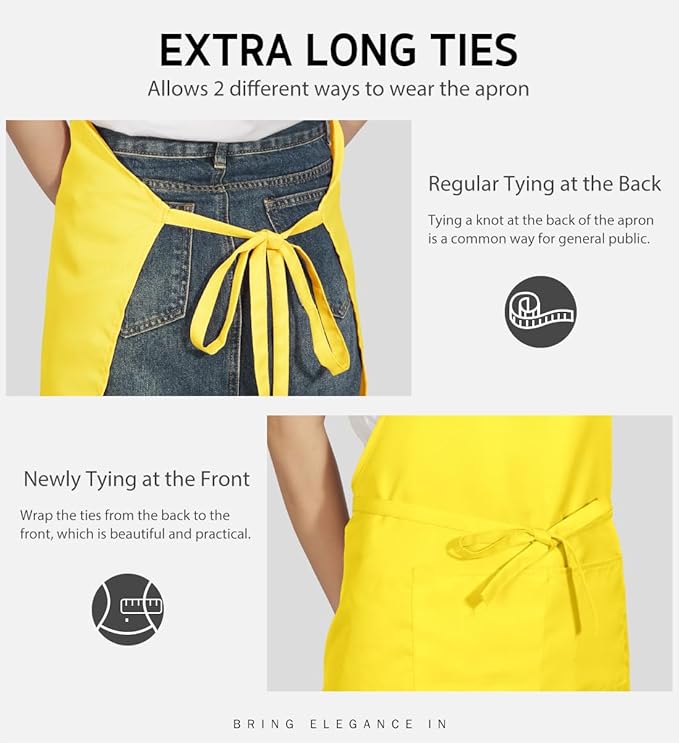 Syntus Adjustable Bib Apron with 2 Pockets Cooking Kitchen Aprons for Women Men Chef