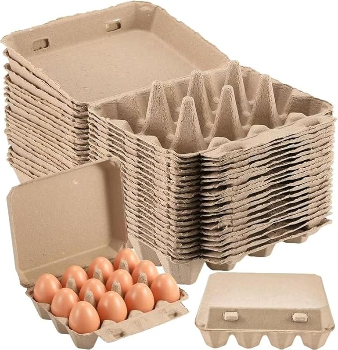 25 Pack Egg Cartons Bulk - Reusable Cardboard Cartons 12 Count,Egg Storage Containers Holder, Sturdy Natural Pulp Material Perfect for Storing Extra Eggs.