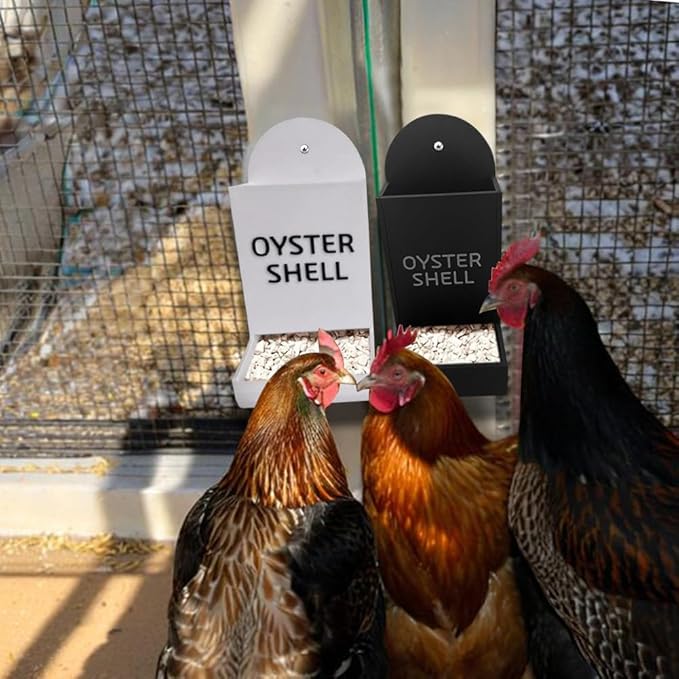 Chicken Oyster Shell and Grit Feeder, Hanging Chicken Feeder Trough, Oyster Shell Feeders for Chickens, Chicken Coop Accessories, Gravity Poultry Feeder, Automatic Chicken Feeders (Set B)