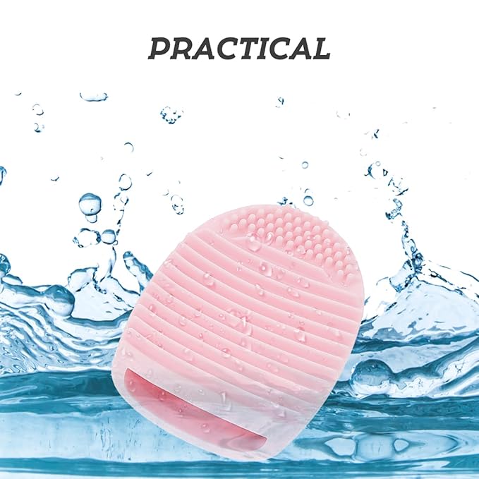 Beaupretty Makeup Brush Cleaning Mat Silicone Egg Shape Scrubber Pad Reusable Durable 3.14X2.16X1.18In for Travel Gym Home Use