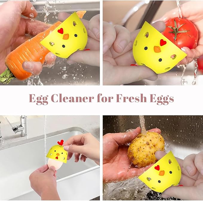 Fresh Egg Brush Cleaner, Silicone Good Egg Cleaner Scrubber for Fresh Eggs, Reusable Egg Washer for Fresh Eggs,Cleaning Tools for Egg Washer (Yellow 2Pack)