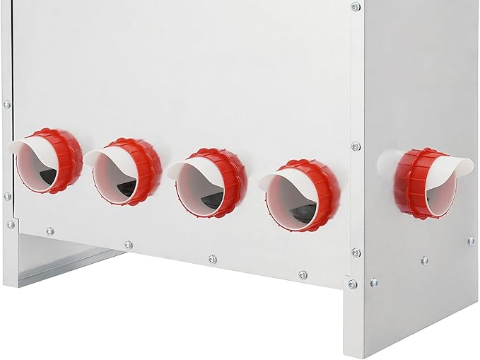 10-Hole Large Capacity Chicken Feeder, 30kg/66lbs Automatic Poultry Feeder with Lid, Galvanized Metal Chicken Feeders and Waterer for Hens, Floor Standing Feeders for Chickens Ducks