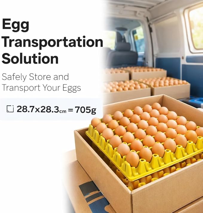 Plastic Egg Flats 30 Cell Egg Crates Holder Tray 5PCS - Durable Storage, Stackable Design, Ideal for Home and Farm Use (Yellow)
