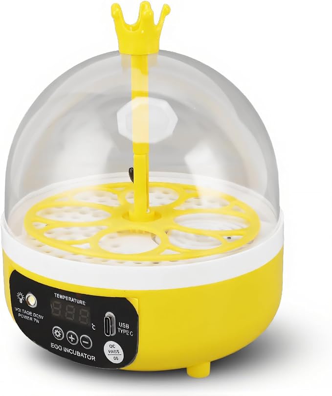 Mini Egg Incubator, Automatic Temperature and Humidity Control, 180x137mm, Suitable for Chicken, Duck, Portable Egg Hatcher (Auto Turning)