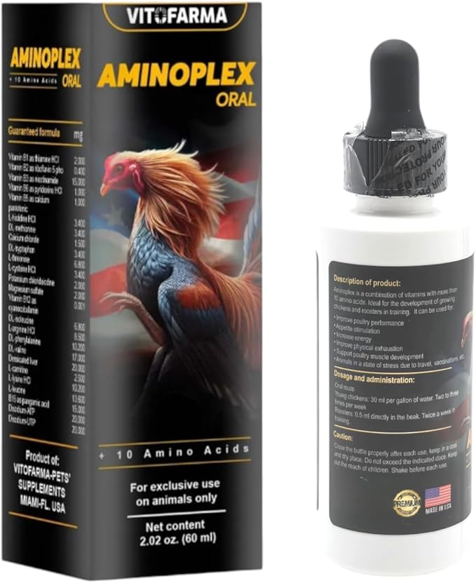 Aminoplex Supplements Liquid for Roosters Oral 60 ml - Suplemento de Aminoacidos para Gallos, Pollos 60 ml
