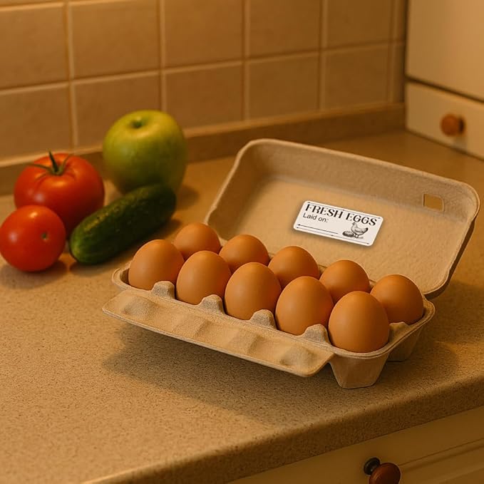 160 Pcs Farm Fresh Eggs Carton Labels, Rectangle Please Return Egg Carton Labels Waterproof PET Adhesive Egg Packaging Sticker for Box Container Farm Supplies