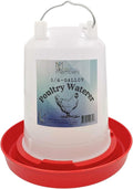 Chicken Waterer 3/4-Gallon Red Plastic Poultry Drinker | Convenient Sized Waterer for All Life Stages | for Chickens, Chicks, Ducks, Turkeys, Ducklings, Quail and More