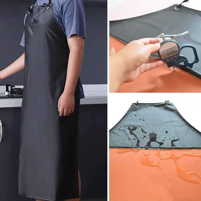 Waterproof Rubber Vinyl Apron 40" -Stay Dry - Chemical Work Apron Durable with Adjustable Apron for Dishwashing