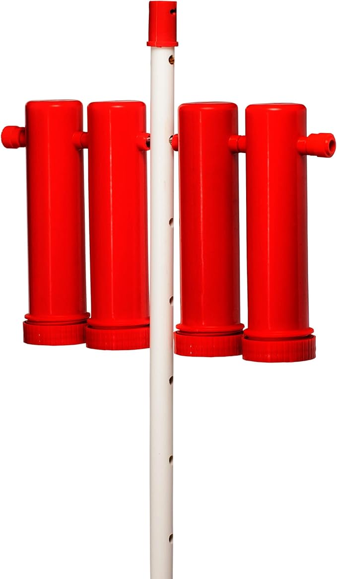 RentACoop Chicken Treat Dispenser - Suitable for Small and Large Treats - Includes Post for Indoor and Outdoor Placement - Large Size with 4 Tubes