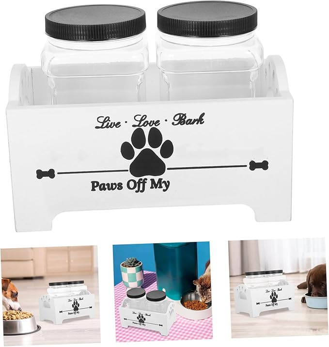 YARNOW 1set Wooden Dog Treat Jar Organizer Stylish Pet Food Storage Box Efficient Design for Treats and Snacks Sustainable Solid Storage for Home Decor