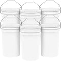 6.5-Gallon White Bucket Pail Container with Lid | Food Grade | Heavy-Duty 90MIL Extra Durable | Metal Handles with Plastic Grip for Easy Carrying | Multi-Use | Easy Stack and Store | BPA Free - 6 Pack