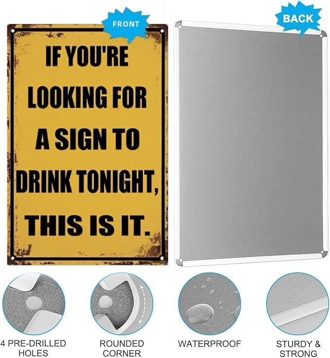 Funny Metal Bar Sign – Humorous Wall Decor for Home Bar, Man Cave, Garage or Patio – Vintage-Style Tin Sign for Drink Lovers – 8x12 Inch