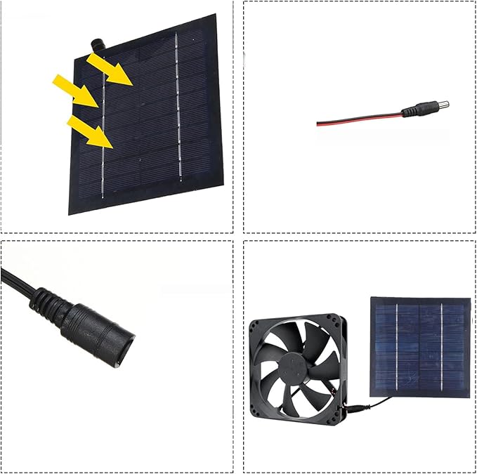 Zunate Solar Powered Fan, 20W IP65 Solar Panel Fan Kit, Window Exhaust for Outside Small Chicken Coops Greenhouses