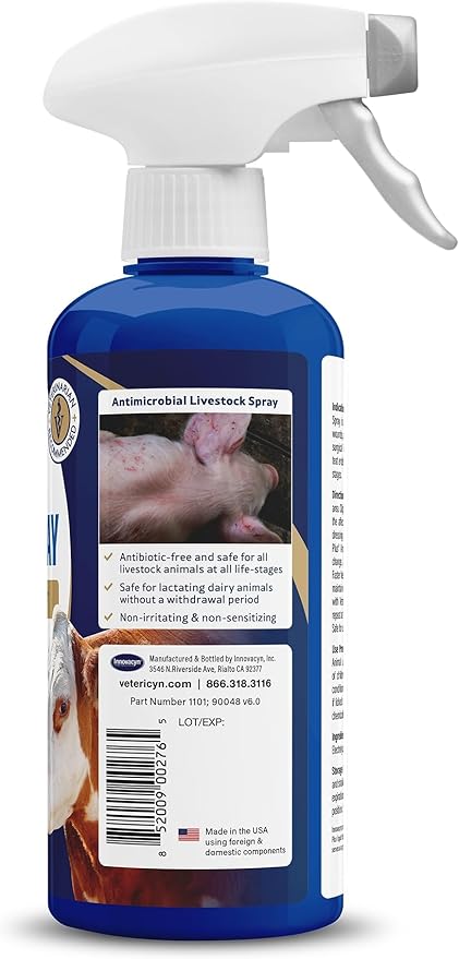 Vetericyn Plus Livestock Utility Spray | Wound Care Spray, Teat Spray, Dermal Cleanser, Safe, Non-Toxic and Antibiotic-Free Formula. 16 ounces
