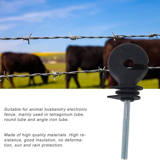 50 Pcs M6 Electric Fence Insulators, Electric Fence Insulator Electronic Fence Insulation Nails Screw in Nail Fence Post Insulator Electronic Fence Accessories