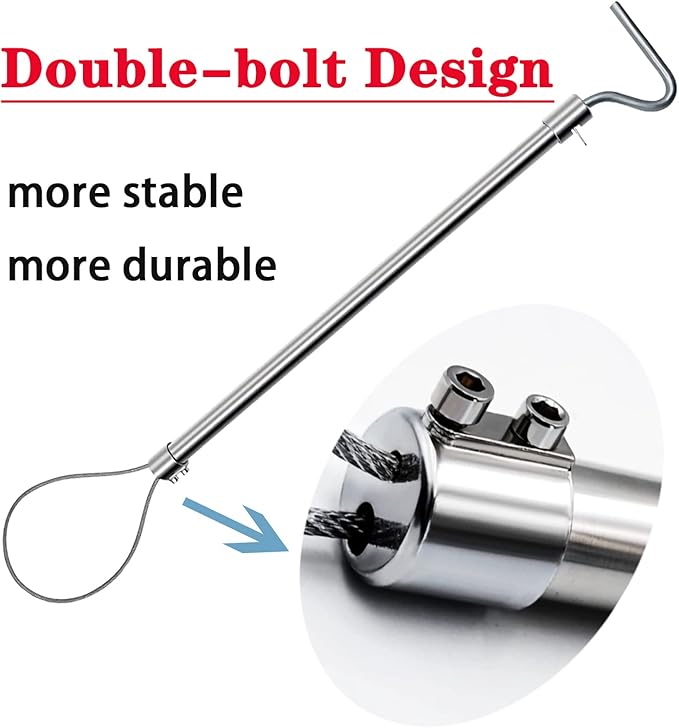 52'' Alligator Catch Pole Extra Long Control Tool Capture Noose Stainless Steel Catching and Releasing Trap for Dogs Wolves Goats Catching Game Finders