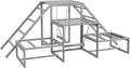 PawHut Chicken Toys for Coop, Chicken Swing Set, Chicken Coop Accessories for Poultry Run with Perches, Wood Stand, Ladder, Platforms, for 10-15 Chickens, Gray