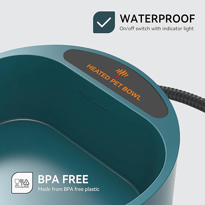 Heated Water Bowl for Cats, Outside Heating Dog Bowl Winter Heated Bowl for Feral Animals Birds Chickens Wildlife, 67OZ
