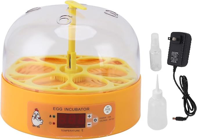 6 Egg Incubator, Automatic Temperature and Humidity Control Manual Egg Turning Poultry Incubator, Incubators for, Hatching Chicken Duck Quail Parrot (US Plug), Depisutamuf4x3e2gd-11
