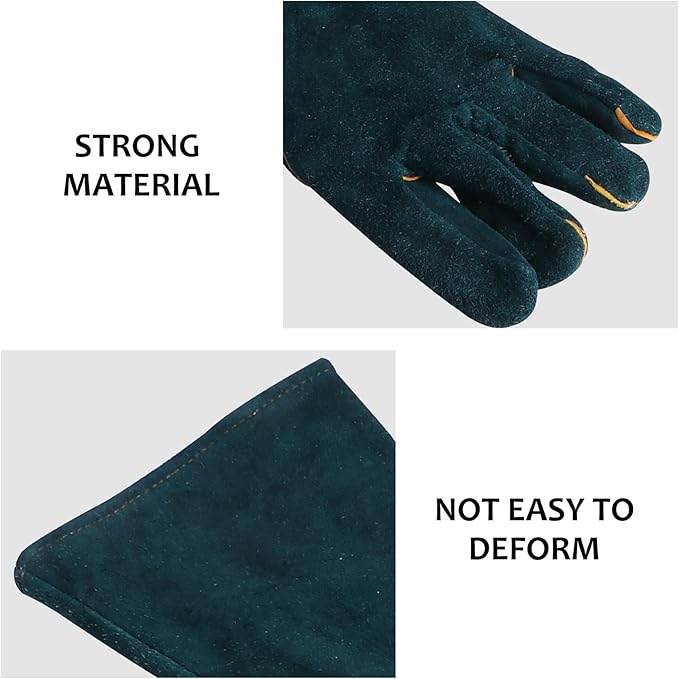 DOITOOL 60cm Long Sleeve Cowhide Welding Gloves Fireproof Leather Working Gloves Anti-bite Heat Resistant for Animal Handling and Outdoor Use