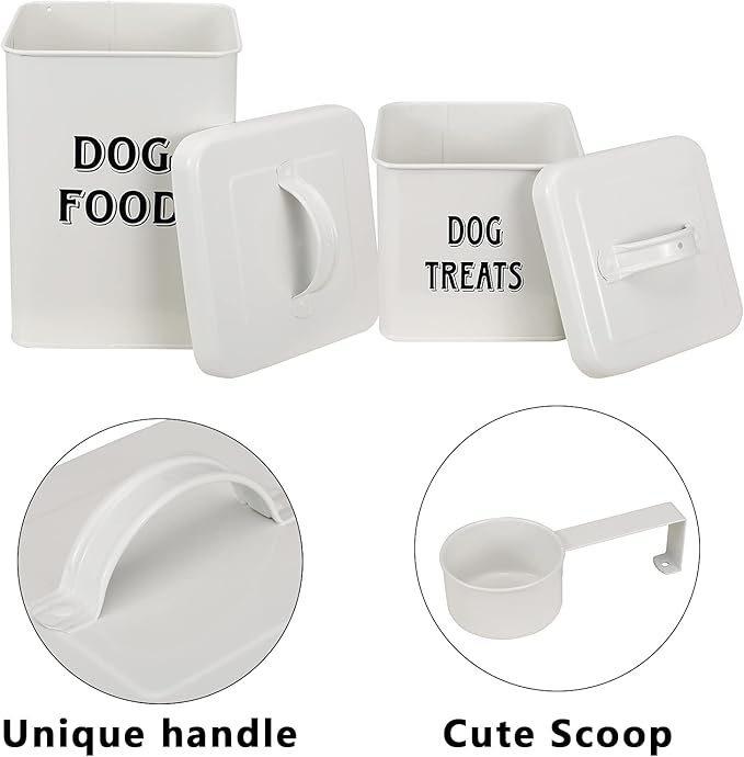 Morezi Dog Food Storage Container Farmhouse Pet Food Treats holder with Lid and Scoop, Perfect Sturdy Canister Tins for Kitchen Countertop, Shelf, Great Gift for Pet Owners - Dog Food