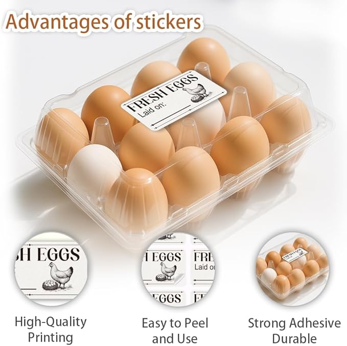 160 Pcs Farm Fresh Eggs Carton Labels, Rectangle Please Return Egg Carton Labels Waterproof PET Adhesive Egg Packaging Sticker for Box Container Farm Supplies