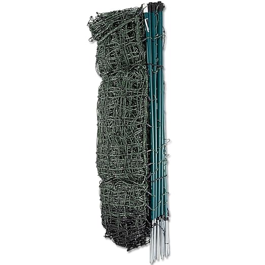 Premier 1 VersaNet® Plus, 30"H x 100'L Portable Electric Garden Net Fence with Built-in Posts | 2" x 2" Strand Spacing at Bottom to Keep Rabbits, Raccoons and Varmints Out of Gardens | Green/Black