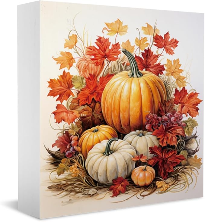 Fall Decorations for Home Farmhouse Office Bedroom Living Room, Pumpkins Decor, Fall Sign, Autumn Decor Wood 2401