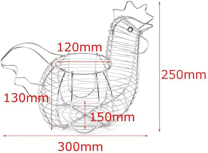 Chicken-Shaped Egg Basket Metal Chicken Shaped Wire Egg Storage Basket Holder Rack - Store 24 Eggs for Home Kicthen