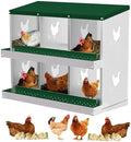 Chicken Nesting Box,6 Holes Galvanized Steel Metal Chicken Laying Box with Automatic Roll-Away Egg Collection System & Removable Tray,Wall Mount Nesting Boxes