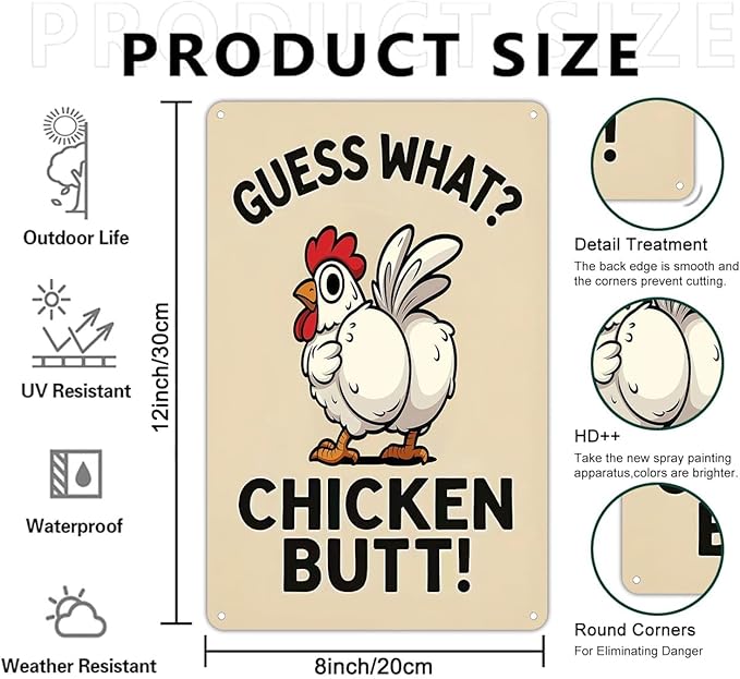 Funnysign Chicken Gifts Vintage Chicken Guss What Tin Sign for Chicken Coop Farm Kitchen Garden Yard Decor 8x12 inch (3913)