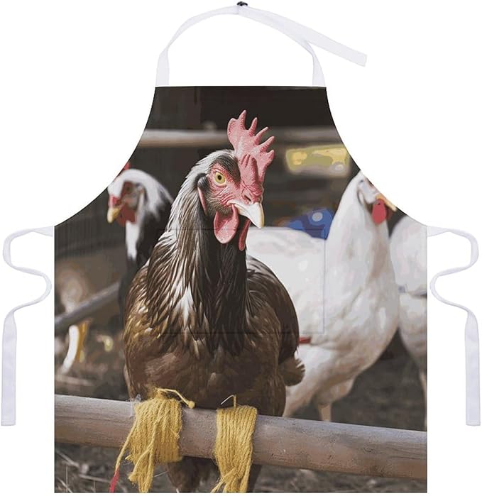 Farm Animal Apron Waterproof Oil-proof Large Pocket Apron Adjustable Neck Strap Unisex Kitchen Aprons For Chef Cooking Baking Gardening BBQ