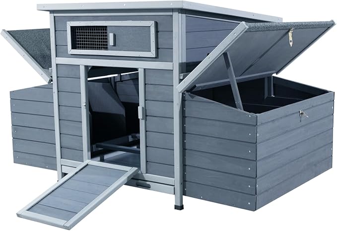 Large Outdoor Wooden Chicken Coop with Dual-Side Nesting Boxes - Weatherproof Design, Predator-Proof Latches, Superior Ventilation & Free-Range Access for Poultry