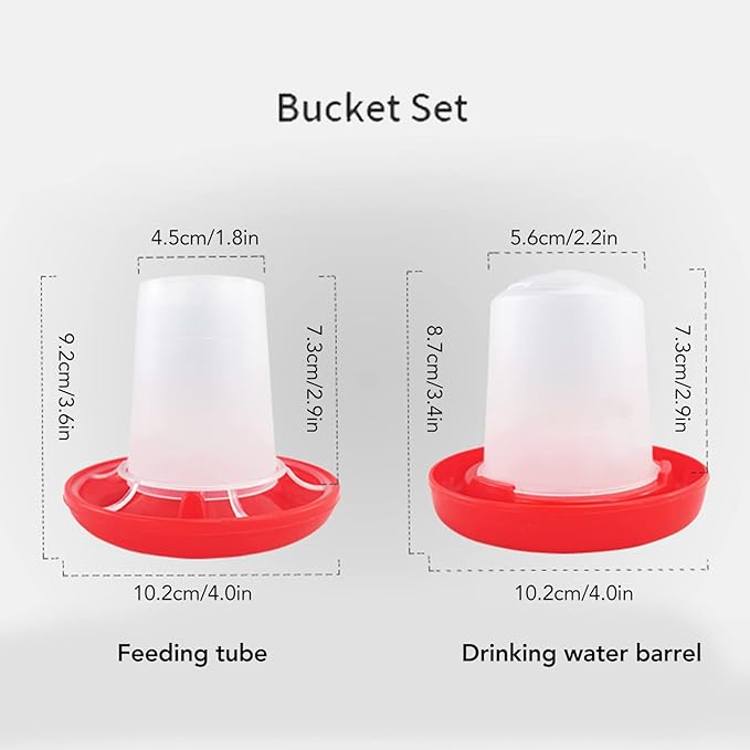 Horoper 2pcs Chick Feeder Quail Feeder and Waterer Kit Automatic Poultry Water Feeder Rotarys Sleeve Design Watering Poultry Feeder and Waterer Combo for Farm and Brooder Use