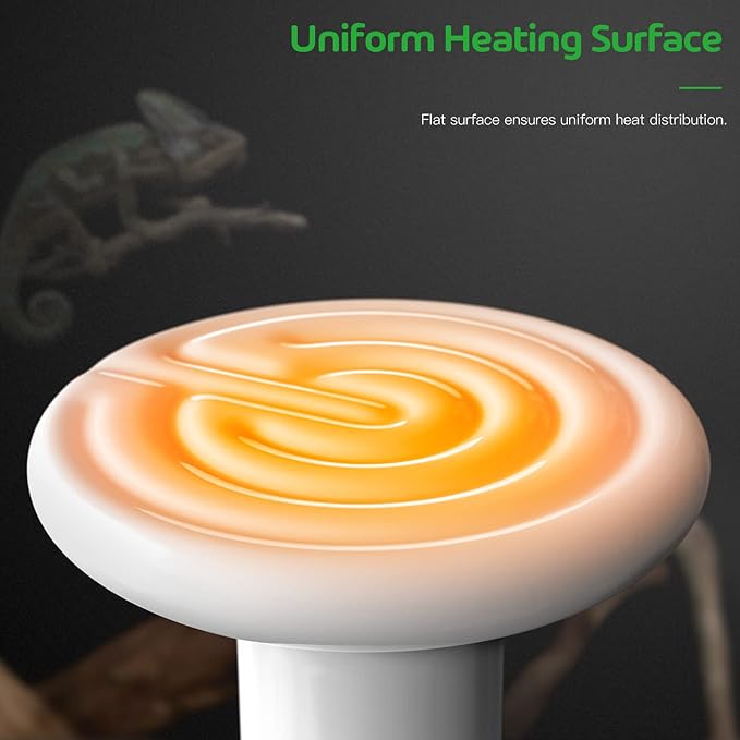 Simple Deluxe 100W Ceramic Heat Emitter Reptile Heat Lamp Bulb No Light Emitting Brooder Coop Heater for Amphibian Pet & Incubating Chicken, White, 2-Pack