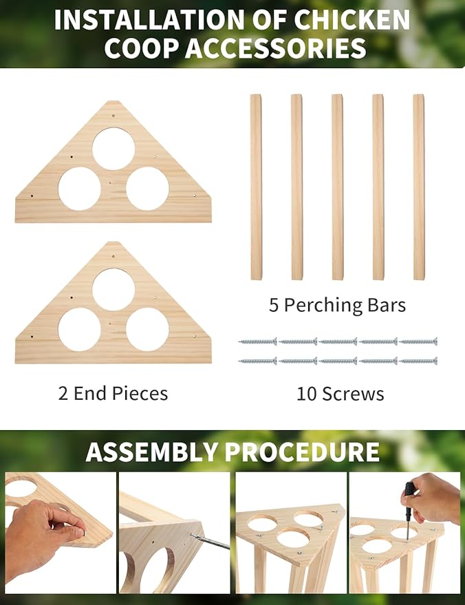 Wooden Chick Perch, Chick Stand Training Perch, Wood Chicken Roosting Bar for Entertainment, Strong Chick Jungle Gym Roosting Bar, Strong Wooden Chicken Roosting Bar, Easy to Assemble and Clean（Big）