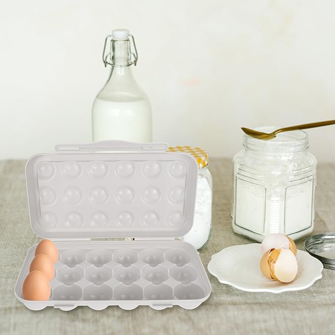 UPKOCH Refrigerator Egg Holder 18-Count Stackable Egg Container with Airtight Lid Practical Plastic Storage Organizer for Kitchen and Pantry 11.8In X 5.9In X 2.6In