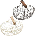 DOITOOL 2pcs Decorative Wire Storage Baskets with Wooden Handles Vintage-style Egg and Fruit Organizer for Kitchen Countertop and Dining Table Compact and Practical Snack Containers