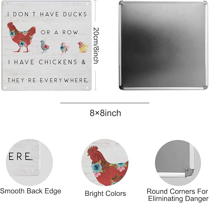 Funny Chicken Coop Decor Outdoor Farmhouse Decor Chicken Lady Gifts For Garden Home Kitchen 8×8 Inches Tin Sign