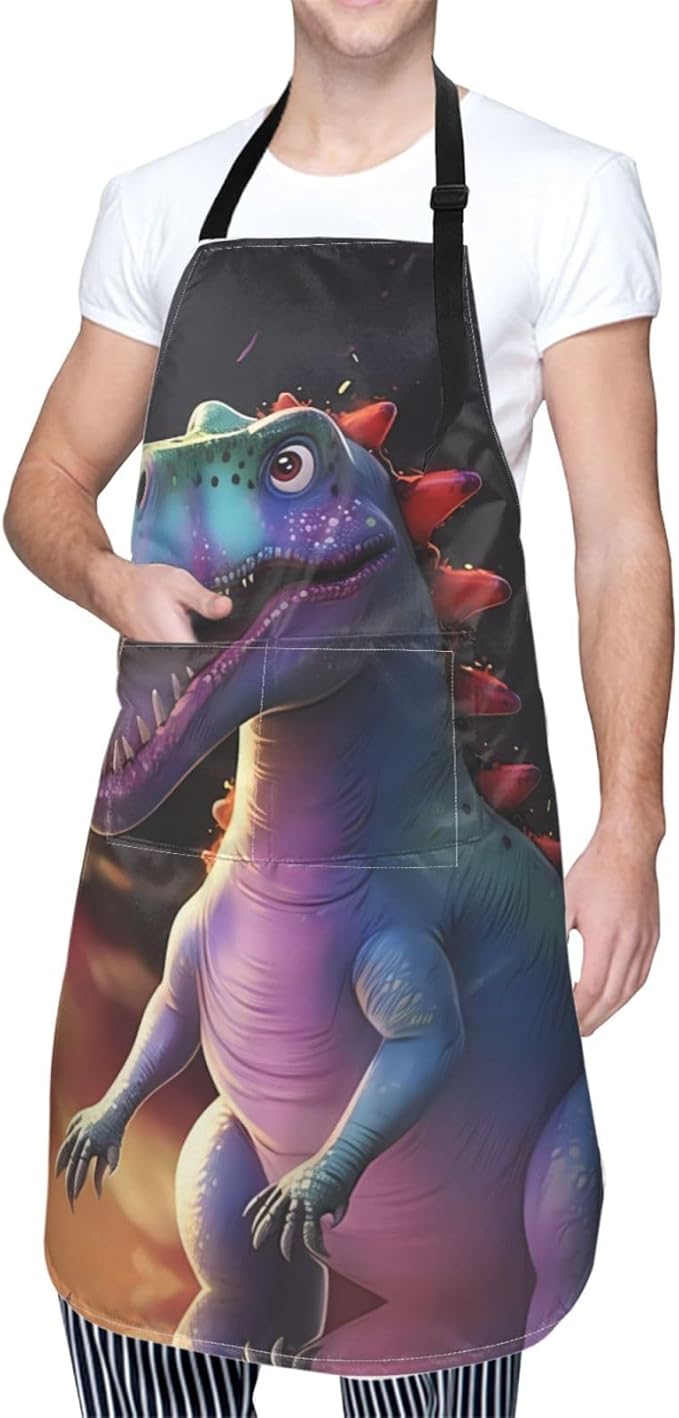 Tyrannosaurus rex Heavy Duty Waterproof Apron with Pockets for AdultsResistant Grilling, Gardening, Painting