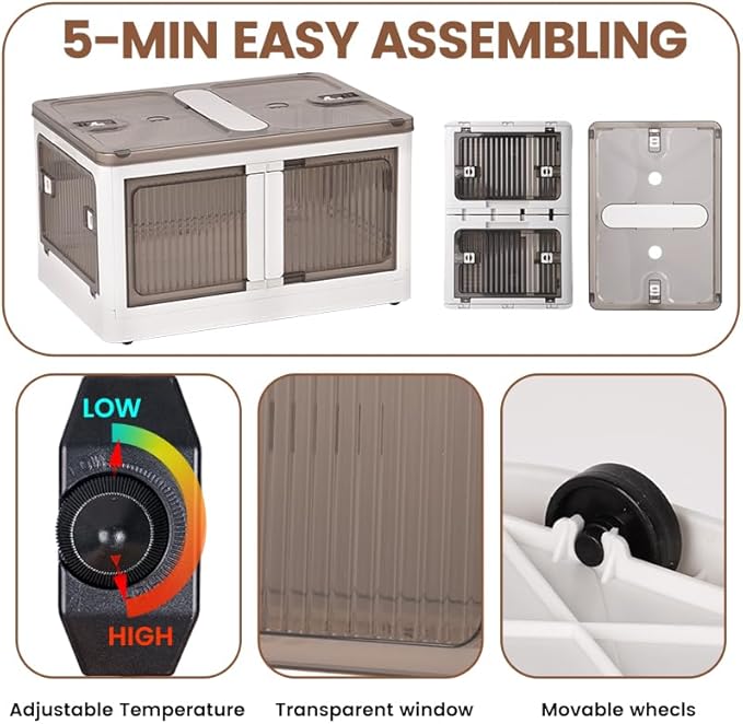 Brooder Box for Chicks Quail Brooder Box with Thermostat Poultry Heater Breeding Box with Feeder and Water for 15 Chicks Quails Ducks Parrots and Hamsters