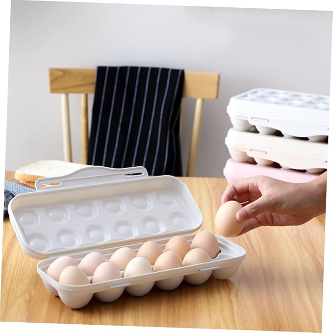 2Pcs Stackable Egg Storage Container Shatterproof Khaki Egg Holder for Refrigerator for Organizing Eggs and Maximizing Space Fridges