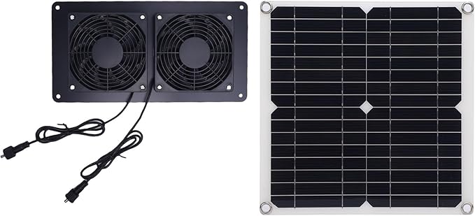 10W Solar Powered Exhaust Fan Kit with Dual Fan System for Pet House Chicken Coop Greenhouse, Suitable for Small Chicken Coops,Sheds,Window Exhausts