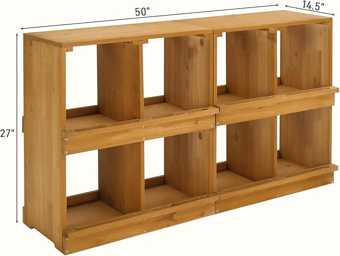 VINGLI Chicken Nesting Boxes, Wooden Nesting Boxes for Chickens, Egg Nesting Box for Hens, Chicken Coop Laying Boxes (8 Compartments)