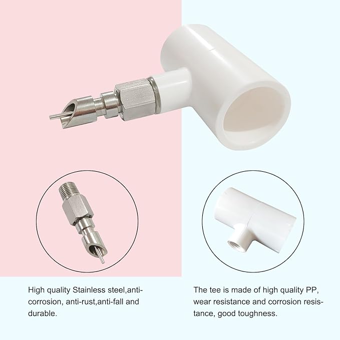 Stainless Steel Rabbit Water Nipples Metal Automatic Watering System with PVC Tee for Guinea Pig, Hamster, Ferrets (6Pcs)